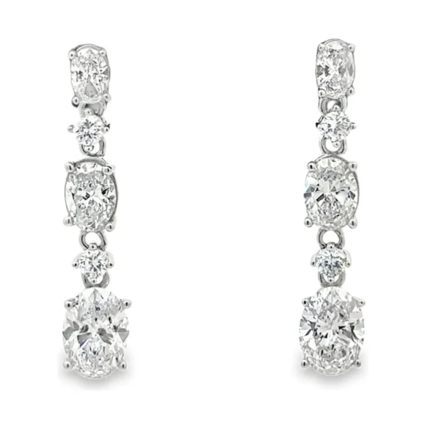 Oval Diamond Drop Earrings