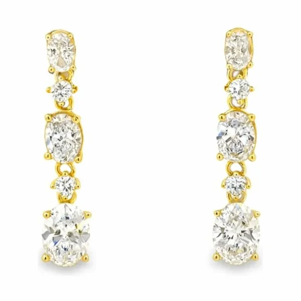 Oval Diamond Drop Earrings