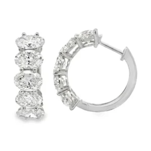 Oval Diamond Hoop Earrings