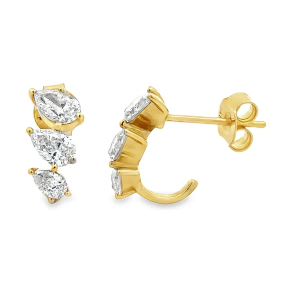 Pear Diamond Huggie Earrings