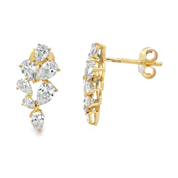 Pear Cluster Diamond Earrings