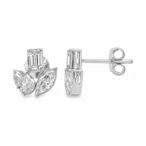 Cluster Diamond Stud Earrings