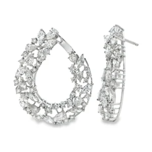 Teardrop Cluster Hoop Earrings