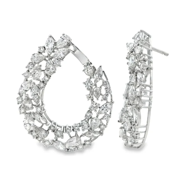 Teardrop Cluster Hoop Earrings