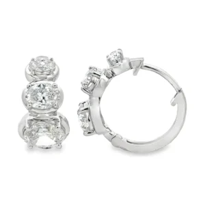 Oval Diamond Hoop Earrings