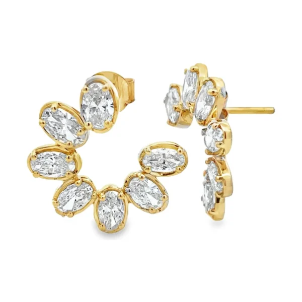 Oval Cluster Hoop Earrings