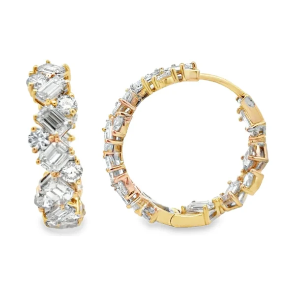 Diamond Cluster Hoop Earrings