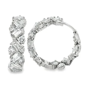 Diamond Cluster Hoop Earrings