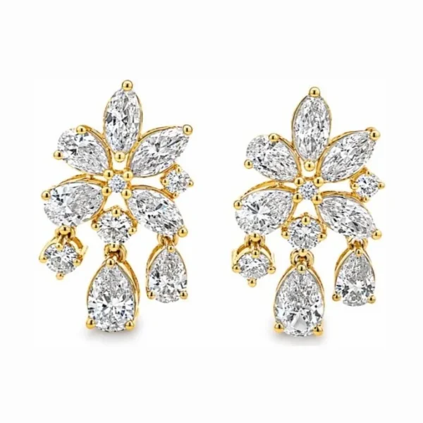 Floral Diamond Cluster Earrings