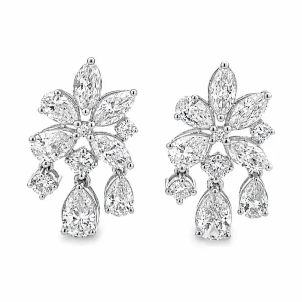 Cluster Diamond Drop Earrings
