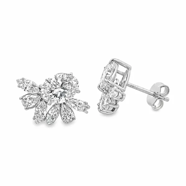 Cluster Diamond Stud Earrings