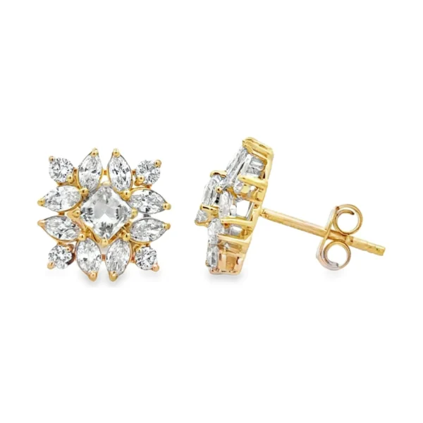 Cluster Diamond Stud Earrings