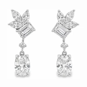 Cluster Drop Diamond Earrings
