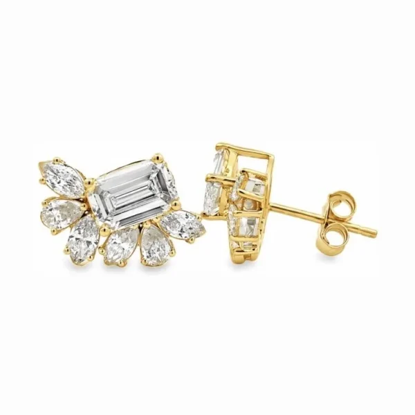 Cluster Diamond Stud Earrings