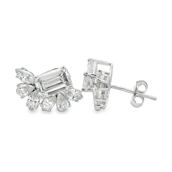 Cluster Diamond Stud Earrings