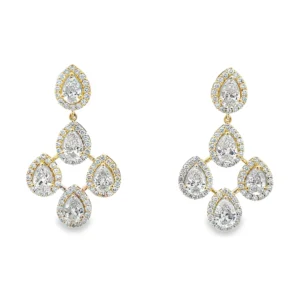 Pear Halo Drop Earrings