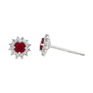 Ruby Halo Stud Earrings