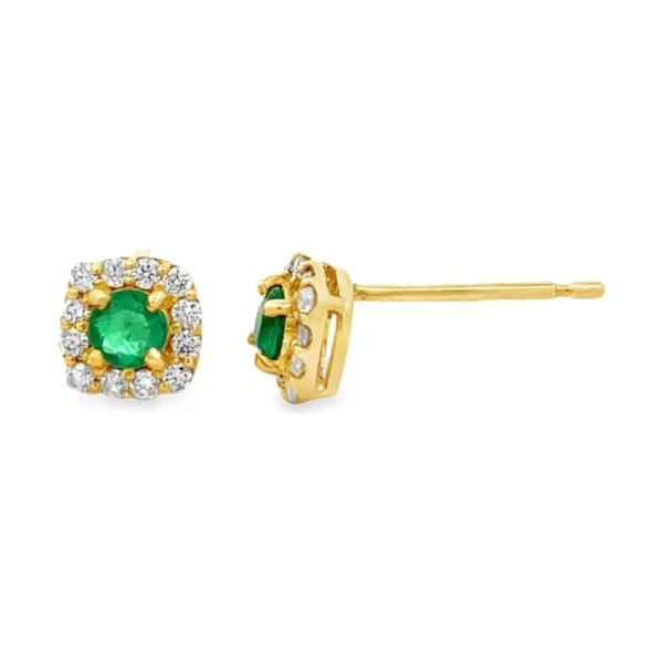 Emerald Diamond Halo Earrings