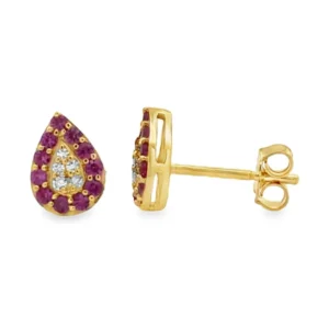 Teardrop Ruby Diamond Earrings