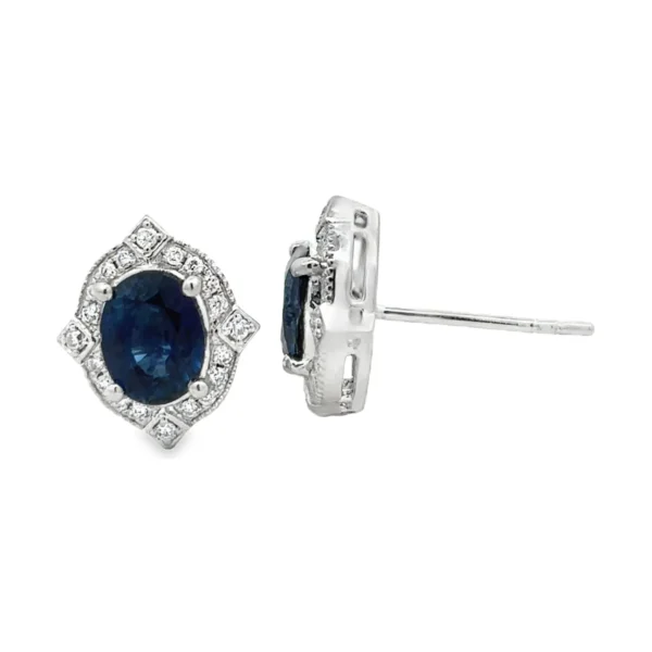 Oval Sapphire Halo Earrings