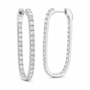 Oval Diamond Hoop Earrings