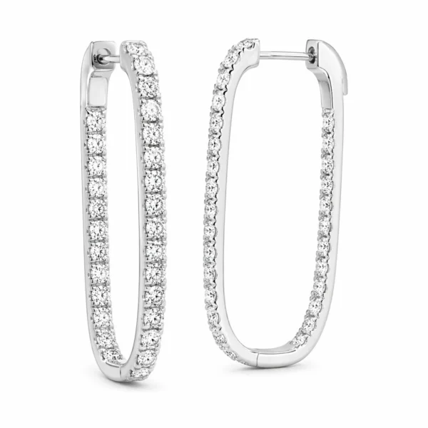 Oval Diamond Hoop Earrings