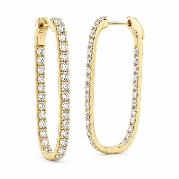 Oval Diamond Hoop Earrings