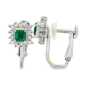 Emerald Halo Clip Earrings