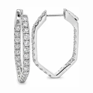Hexagon Diamond Hoop Earrings