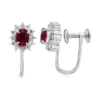 Ruby Diamond Halo Earrings