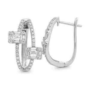 Baguette Cluster Hoop Earrings