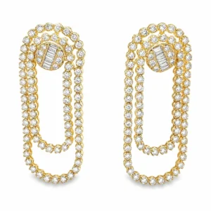 Diamond Double Loop Earrings