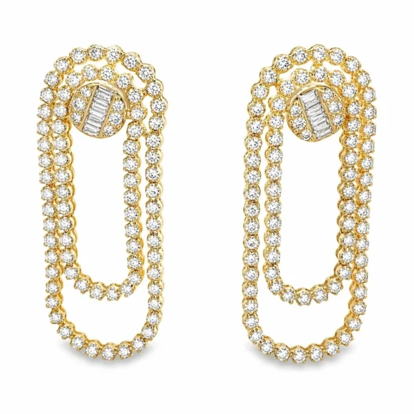Diamond Double Loop Earrings