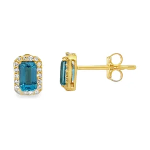 Emerald Cut Gemstone Earrings