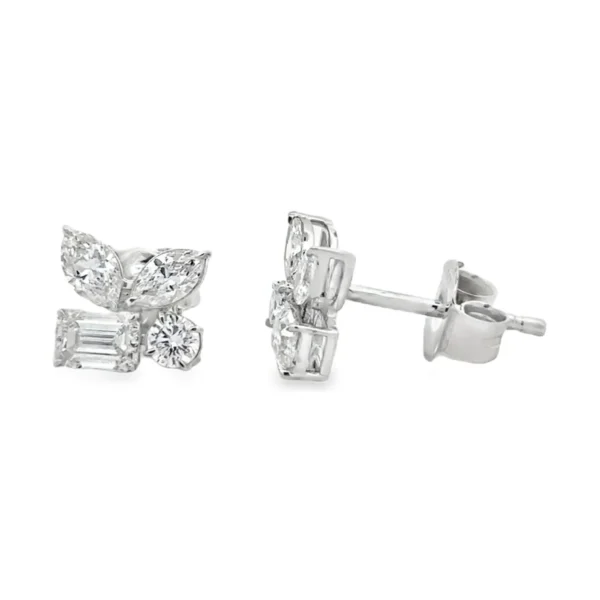 Cluster Diamond Stud Earrings