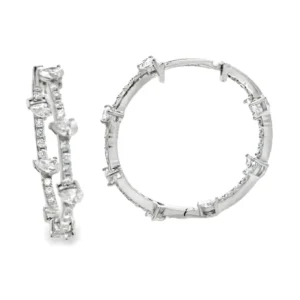 Heart Diamond Hoop Earrings