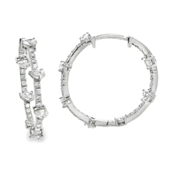 Heart Diamond Hoop Earrings