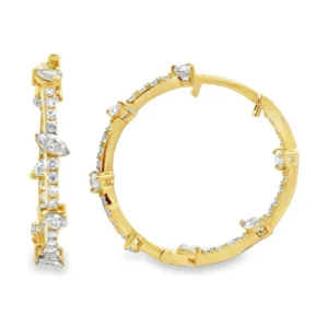 Diamond Cluster Hoop Earrings