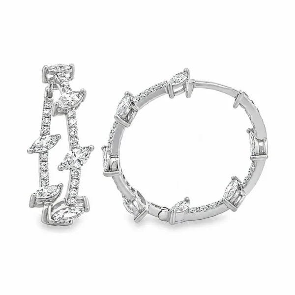 Marquise Diamond Hoop Earrings