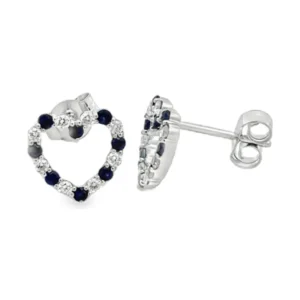 Heart Sapphire Stud Earrings