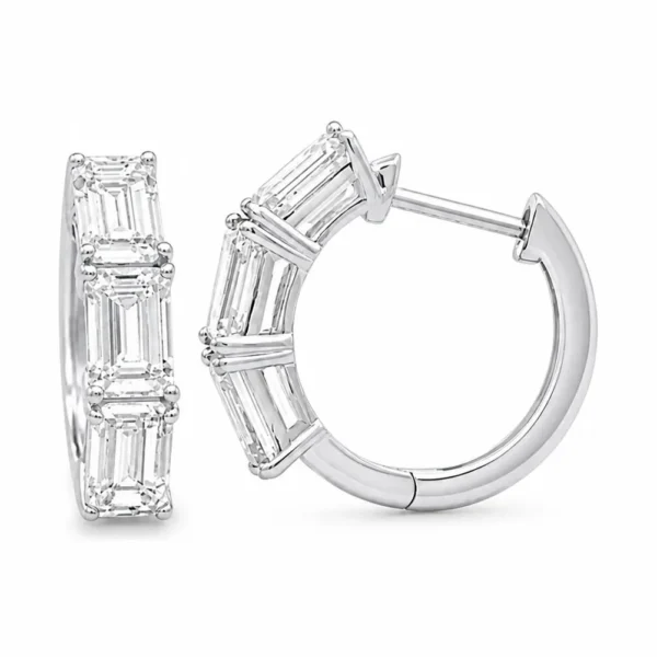 Emerald Cut Hoop Earrings