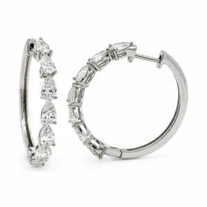 Pear Diamond Hoop Earrings