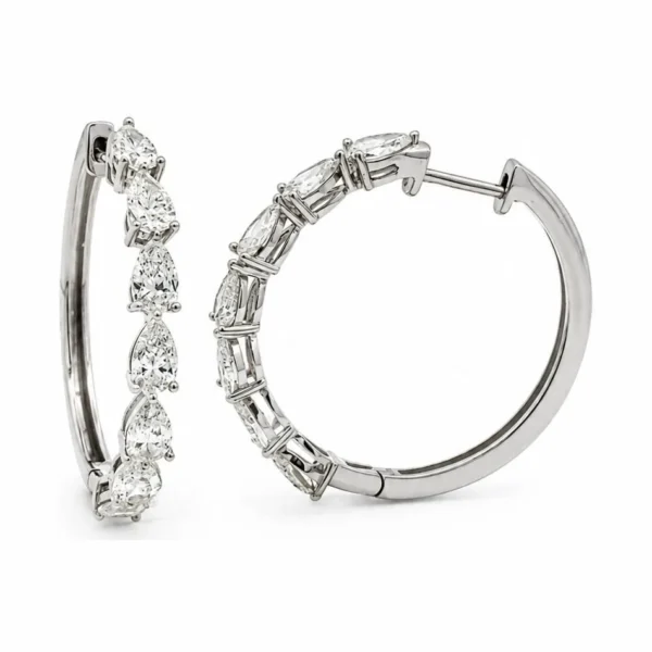 Pear Diamond Hoop Earrings