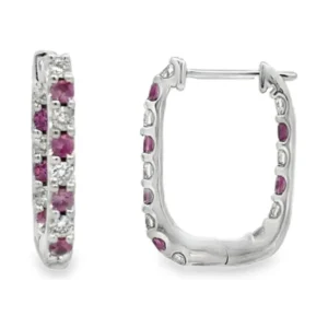 Gemstone Oval Hoop Earrings