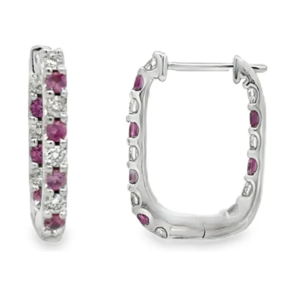 Gemstone Oval Hoop Earrings