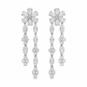 Floral Diamond Drop Earrings