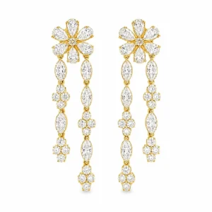 Floral Dangle Diamond Earrings