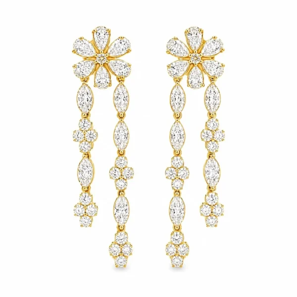 Floral Dangle Diamond Earrings