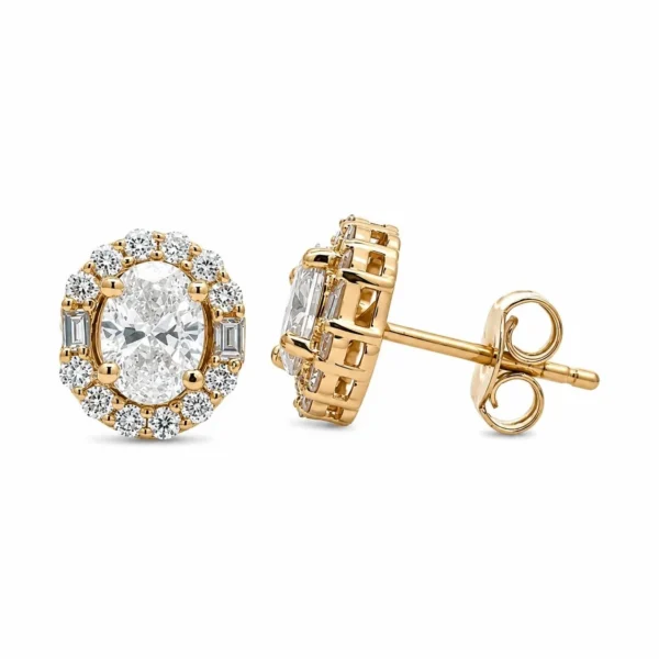Oval Halo Stud Earrings