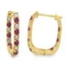 Diamond Gemstone Hoop Earrings